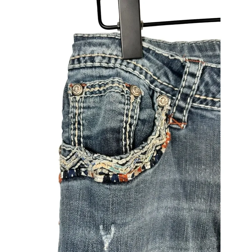 Bootcut‎ Jeans Cowboy Western Rhinestone Distressed Grace in LA Size 31 X 31